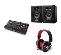 Numark Mixstream Pro+ DJ Controller and M-AUDIO BX4 Pair Studio Monitors with Headphones for Studio Recording, Music Production, Podcasting, Streaming