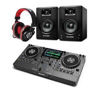 Numark Mixstream Pro Go DJ Controller and M-AUDIO BX3 Pair Studio Monitors with Headphones for Studio Recording, Music Production, Podcasting, Streaming