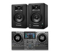 Numark Mixstream Pro Go DJ Controller and M-AUDIO BX4 Pair Bluetooth Studio Monitors for Studio Recording, Music Production, Podcasting, Streaming