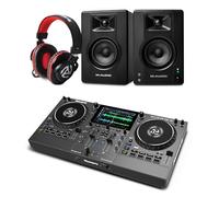 Numark Mixstream Pro Go DJ Controller and M-AUDIO BX4 Pair Bluetooth Studio Monitors with Headphones for Studio Recording, Music Production, Podcasting, Streaming