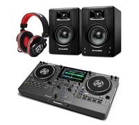 Numark Mixstream Pro Go DJ Controller and M-AUDIO BX4 Pair Studio Monitors with Headphones for Studio Recording, Music Production, Podcasting, Streaming