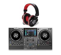 Numark Mixstream Pro Go DJ Controller Bundle with Headphones for Studio Recording, Music Production, Podcasting, Streaming
