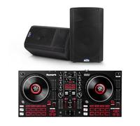 Numark Mixtrack Platinum FX DJ Controller and ALTO TX410 Powered PA Speakers Pair for Live Music, DJ sets, Events, Music production