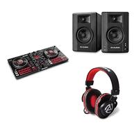 Numark Mixtrack Platinum FX DJ Controller and M-AUDIO BX4 Pair Bluetooth Studio Monitors with Headphones for Studio Recording, Music Production, Podcasting, Streaming