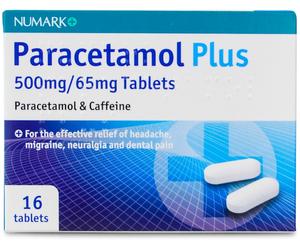 Numark Paracetamol Plus 500mg with Caffeine 16 Tablets
