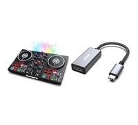 Numark Party Mix - DJ Controller with Party Lights, DJ Set with 2 Decks, DJ Mixer & BENFEI USB C to HDMI Adapter, USB Type-C to HDMI Adapter
