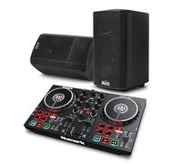Numark Party Mix II DJ Controller and ALTO TX408 Powered PA Speakers Pair for Live Music, DJ sets, Events, Music production