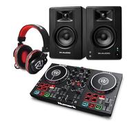Numark Party Mix II DJ Controller and M-AUDIO BX4 Pair Bluetooth Studio Monitors with Headphones for Studio Recording, Music Production, Podcasting, Streaming
