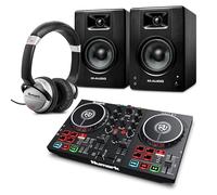 Numark Party Mix II DJ Controller and M-AUDIO BX4 Pair Studio Monitors with Headphones for Studio Recording, Music Production, Podcasting, Streaming