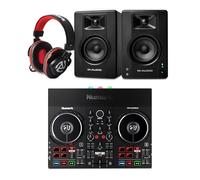 Numark Party Mix Live DJ Controller and M-AUDIO BX3 Pair Bluetooth Studio Monitors with Headphones for Studio Recording, Music Production, Podcasting, Streaming