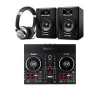 Numark Party Mix Live DJ Controller and M-AUDIO BX3 Pair Studio Monitors with Headphones for Studio Recording, Music Production, Podcasting, Streaming