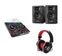Numark Party Mix Live DJ Controller and M-AUDIO BX4 Pair Bluetooth Studio Monitors with Headphones for Studio Recording, Music Production, Podcasting, Streaming