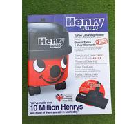 Numatic HVT160 Henry Turbo 620W Vacuum Cleaner with AiroBrush and Microfresh Filtration, 9L - Red/Black, New