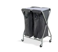 Numatic Twin Housekeeping Laundry Trolley On Wheels Commercial Dirty Linen Basket Folding Frame - Avern (200L Twin)
