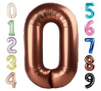 Number 0 Balloons 40 Inch Coffee Brown Number Balloons for 10 20 30 40 50 60 70 80 90 100 Numbers Balloon Birthday Decorations Wedding Event Baby Shower