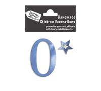 Number 0 (Blue Foil) Age Topper with Sparkly Gem Star - Self Adhesive Greeting Card Craft Embellishment Stickers for Card Making, Gift Wrapping, Scrapbooking, Paper Crafts and DIY Projects