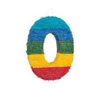 Number 0 Pinata (37cm x 53cm) - Vibrant Multicolor Party Essential - Perfect for Kids Birthday Celebrations & Festivities - 1 Pc