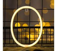 Number 0 Shaped LED Neon Letter Sign Night Lights - Warm White LED Alphabet Neon Art Lights for Wedding, Birthday, Christmas & Home Bar Decoration