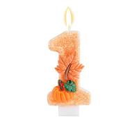 Number 1 Birthday Candle, Glitter Pumpkin First Birthday Cake Topper Fall Theme Party Decoration for Baby Shower Anniversary Celebration (Orange, Style 2)