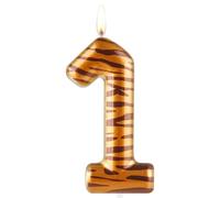 Number 1 Candles 1st Birthday Candles Tiger Gold Happy Birthday Candle Premium Wax & Metallic Design Tiger Themed Cake Topper Decorations for Birthday Party Anniversary Celebration Supplies