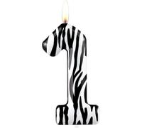 Number 1 Candles 1st Birthday Candles Zebra Black Happy Birthday Candle Premium Wax & Metallic Design Zebra Themed Cake Topper Decorations for Birthday Party Anniversary Celebration Supplies