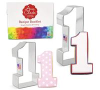 Number 1 Cookie Cutter 2-Pc. Set Made in USA by Ann Clark, 3.25", 4.5"