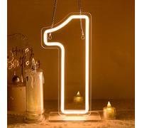 Number 1 Neon Signs for Birthday Decor Light up Numbers One Numerals LED Sign Hanging Lights for Anniversary Wedding Number 1 Night Light for Wall Decor Bar,Size 5.6 * 11.8 inches(290)