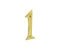 Number 1 / One Brass House Door Numeral â€“ 3 / 75mm