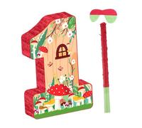 Number 1 Piñata for Birthday Party Game Prop, Refillable Holder with Pole and Eye, 11.02x2.95x16.14inch