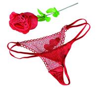 Number 1 Selling Naughty Underwear - Novelty Red Rose Bud with Red G-String - Women Ladies Her - Great Gift Present Idea for Birthdays Christmas Xmas Secret Sexy Santa Anniversary Hen Party Night