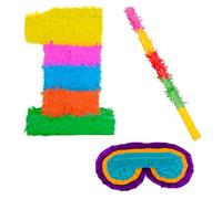 Number 1 Standard Pinata with Blindfold and Multicoloured Buster Stick