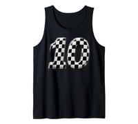 Number 10 Checkered Flag Birthday Boy Race Car Party Pit Ten Tank Top
