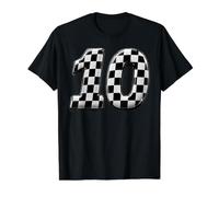 Number 10 Checkered Flag Birthday Boy Race Car Party Pit Ten Value Graphic T-Shirt, Men, Black, L