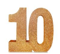 Number 10 Glitter Table Decoration Centrepiece Champagne Gold,10th Birthday Table Decorations for Boys Girls,20cm Sparkly 10 Sign Table Number Topper for Birthday Wedding Anniversary Table Decorations