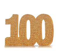 Number 100 Glitter Table Decoration Centrepiece Champagne Gold,100th Birthday Table Decorations for Women Men,20cm Sparkly 100 Sign Table Topper for Birthday Wedding Anniversary Table Decorations