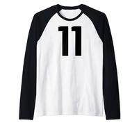 Number #11 Eleven Sport Jersey Birthday Age Lucky No. Black Raglan Baseball Tee