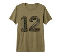 Number 12 Twelve Jersey Style Distressed Sports Fan 12 Birth Premium T-Shirt