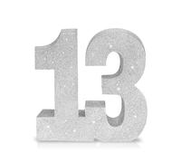 Number 13 Glitter Table Decoration Centrepiece Silver,13th Birthday Table Decorations for Boys Girls,20cm Sparkly 13 Sign Table Number Topper for Birthday Wedding Anniversary Table Decorations