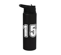 Number 15 On Back Big Bold 15 Team Group Player Matching Stainless Steel Insulated Water Bottle