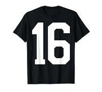 Number 16 Sports Team Value Graphic T-Shirt, Men, Black, XL