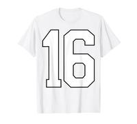 Number 16 Sports Team Value Graphic T-Shirt, Men, White, L