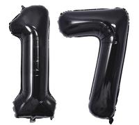 Number 17 Balloon Black Numbers Balloons 17/71 Birthday Party Foil Balloon 17/71 Party Deco Support Helium-40inch