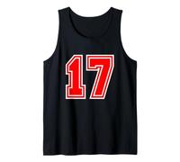 Number #17 Red Sports Team Varsity Number Tank Top
