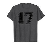 Number 17 Varsity Distressed Vintage Sport Team Player's T-Shirt