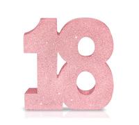 Number 18 Glitter Table Decoration Centrepiece Pink,18th Birthday Table Decorations for Girls,20cm Sparkly 18 Sign Table Number Topper for Birthday Wedding Anniversary Table Decorations