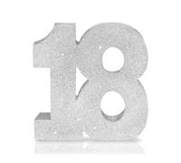 Number 18 Glitter Table Decoration Centrepiece Silver,18th Birthday Table Decorations for Boys Girls,20cm Sparkly 18 Sign Table Number Topper for Birthday Wedding Anniversary Table Decorations