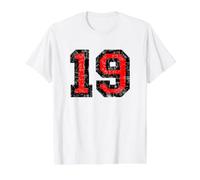 Number 19 (Vintage Black&Red) 19th Birthday No.19 Value Graphic T-Shirt, Men, White, S