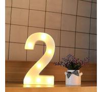 (Number 2) 22cm LED Light Up Numbers White 0-9 Wedding Birthday Party Battery Powered Lamp