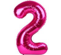 Number 2 Balloon, 2 Balloon, 2 Balloon Number 40 Inch, Hot Pink Large Big Foil Number Balloons for 2 Birthday Party Wedding Anniversary Baby Shower Bachelorette Decoration Supplies (Hot Pink)