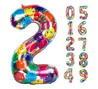 Number 2 Balloon 40 Inch Colourful Two Balloon Number Birthday Decor, 2nd 12 21st Party Celebration Decorations Graduations Anniversary Baby Shower